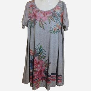 Tropical Floral Gray Midi Dress